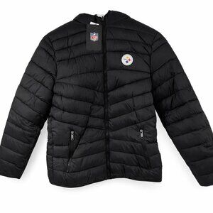 New with Tags! Pittsburgh Steelers Black Quilted Hooded Puffer Jacket